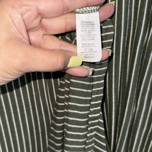 Women's Wide Leg Green & White Stripe Pants Size Small - Picture 5 of 7